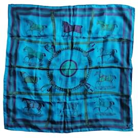 Hermès Seidentuch Türkis Pferdemotiv 86x86