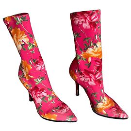 Autre Marque Botas de calcetín rosa brillante con estampado floral Ovyé T. 38