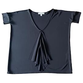 Schwarzes Dagmar Top Kimono V-Ausschnitt - kurze Ärmel Gr. XS