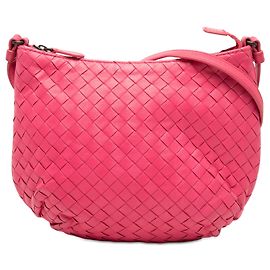 Bottega Veneta Piccola Borsa a Tracolla Intrecciato in Nappa Rosa
