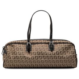 Borsa a mano in tela Zucchino marrone Fendi