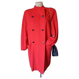 Abrigo Max Mara de lana rojo de doble botonadura