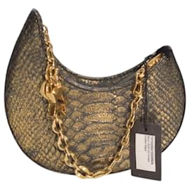 Mini borsa in pelle goffrata a serpente Corto Moltedo Moon XS con catena dorata, Italia - Autre Marque