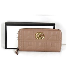 Gucci GG Marmont braune Leder Langbörse