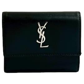 Yves Saint Laurent schwarzes Leder Dreifach-Portemonnaie