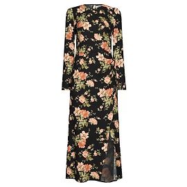 Reformation Celeste Blumendruck Crepe Langarmkleid