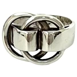 HERMES Desanneaux Sterling Silver Band Ring - Hermès