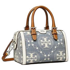 Borsa Tory Burch Mini Boston Monogramma Grigia