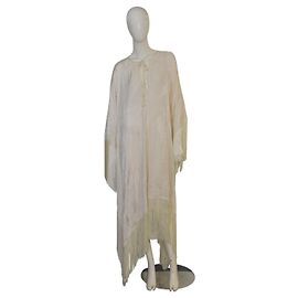 Autre Marque Vestido Kaftan de Flecos Marfil Taller Marmo - Maxi Caftán con Aspecto de Seda Hecho en Italia
