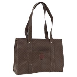 Céline CELINE Macadam Canvas Tote Bag aus PVC-Leder in Braun-Gold Auth ep13478