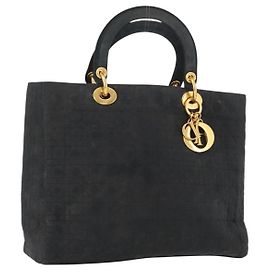 Borsa Canage in nylon nero e oro Christian Dior Auth bs33545