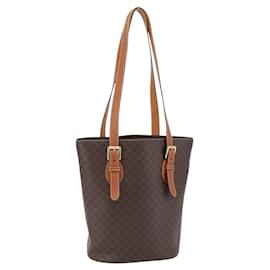 Céline CELINE Macadam Canvas Tote Bag aus PVC-Leder in Braun-Gold Auth ep13501