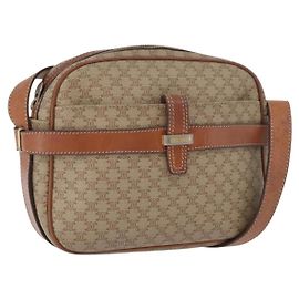 Céline Borsa a spalla in tela Macadam CELINE in pelle PVC beige oro Auth 172225