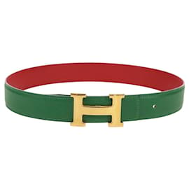 Cintura HERMES Constance H in pelle 31,5"" Verde Rosso Auth 171197V - Hermès