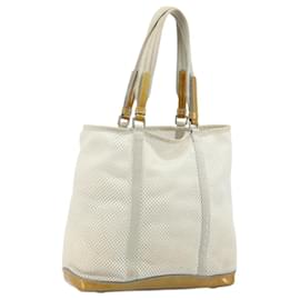 PRADA Borsa a Mano in Tela Bianca e Argento Auth bs33443
