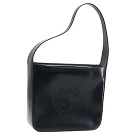Borsa a Spalla GUCCI Pelle Verniciata Nera Argento 000 1186 0506 Auth ep13558