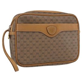 GUCCI Pochette Micro GG Supreme PVC Beige Oro 014 58 0097 Auth fm5160