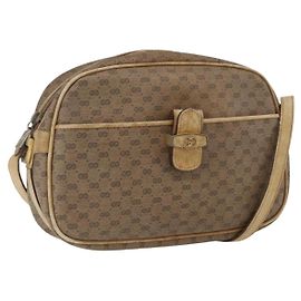 Gucci Bolso de Hombro Micro GG Supreme PVC Beige Dorado 001 418 4795 Auth 173551