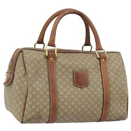 Céline Borsa a mano in tela Macadam CELINE in pelle PVC beige oro Auth 172224