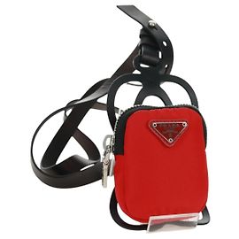 PRADA Handyhalterung aus rotem Nylon mit Silber authentisch 165922V