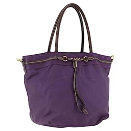 PRADA Borsa a mano in nylon viola oro Auth ep13355