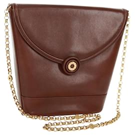 Borsa a spalla a catena in pelle marrone dorato Auth 173250V - Autre Marque