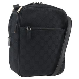 GUCCI GG Canvas Schultertasche Schwarz Silber 018 1612 Auth 173500
