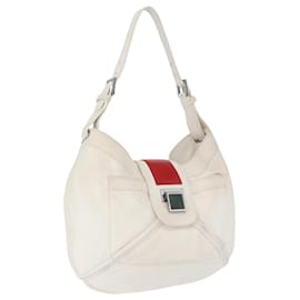 Borsa a Spalla LOEWE in Pelle Bianca Argento Auth bs33492