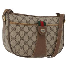 Gucci Borsa GG Supreme Web Sherry Line PVC Beige Oro 56 02 032 Auth bs33419