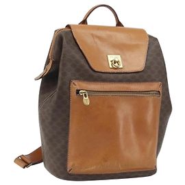 Céline CELINE Macadam Canvas Rucksack aus PVC-Leder in Braun und Gold Auth 169840