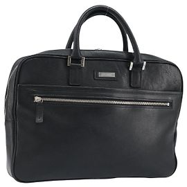 Borsa da lavoro in pelle nera e argento Burberry Auth bs33513
