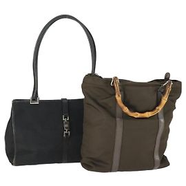 Borsa GUCCI Nylon 2 Set Kaki Nero Auth ti3748