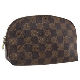 LOUIS VUITTON Pochette Cosmetica PM Damier Ebene N47516 Auth LV 166844