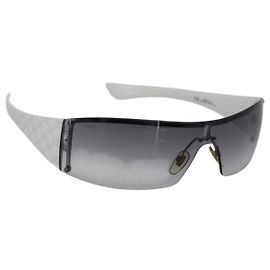 GUCCI randlose Sonnenbrille aus Kunststoff Weiß Grau Auth am10786