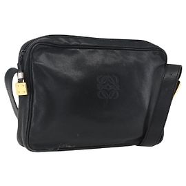 LOEWE Borsa a Spalla Anagram Pelle Nera Oro Auth 173482