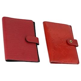 LOUIS VUITTON Epi Monogram Vernis Agenda PM Tagesdecke 2 Set Rot LV Auth bs33370