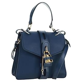 Chloé Borsa a mano Chloe Abbey Smallday in pelle 2 vie blu oro argento autentica am10710V