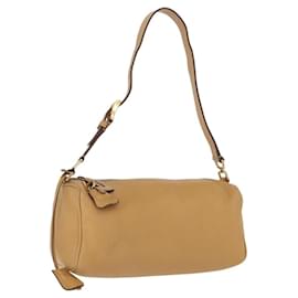 PRADA Shoulder Bag Leather Brown Gold Auth 172272 - Prada