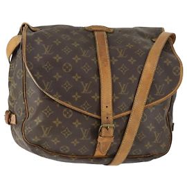 LOUIS VUITTON Monogram Saumur 35 Schultertasche M42254 LV Auth BA10390