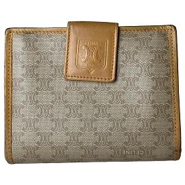 Céline Cartera de cuero Triomphe Celine Paris vintage beige y marrón