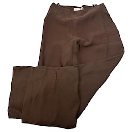 Pantalones anchos de lana en capas finos vintage Givenchy marrón S