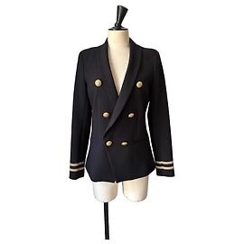 Claudie Pierlot Crepe Jacke Schwarz mit Golddetails