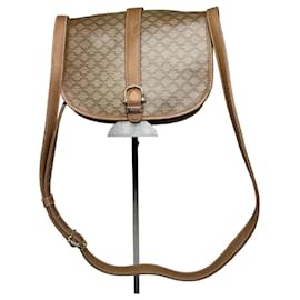 Céline Borsa a spalla in pelle monogramma Triomphe vintage Celine Paris beige e oro