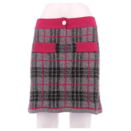 Falda de punto con estampado de tartán en cachemira - Barrie