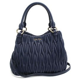Miu Miu Matelassé Navy Tote Bag