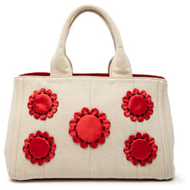 Borsa Tote Prada in tela canapa Mistolino marrone
