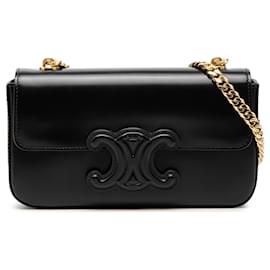 Borsa a Spalla Cuir Triomphe in Pelle di Vitello Liscia Nera Celine - Céline
