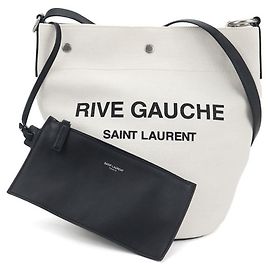 Bolso de hombro de lona blanca Saint Laurent