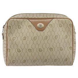 Christian Dior Vintage Honeycomb Canvas and Leather