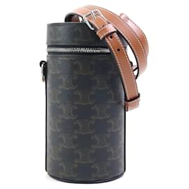 Céline Borsa a spalla in tela rivestita marrone Celine Triomphe
